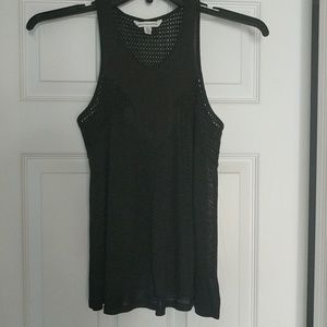 Black tank top with crochet detail